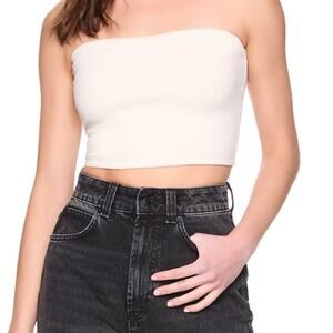 Susana Monaco Essential Crop Tube Top White Size XS NWOT Layering Stretch